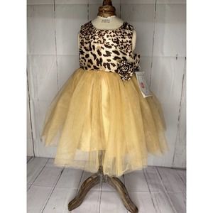 Marmellata Gold Leopard Dress 12M